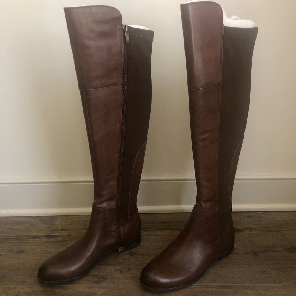 Franco Sarto Motor OTK Boots in Chocolate Brown